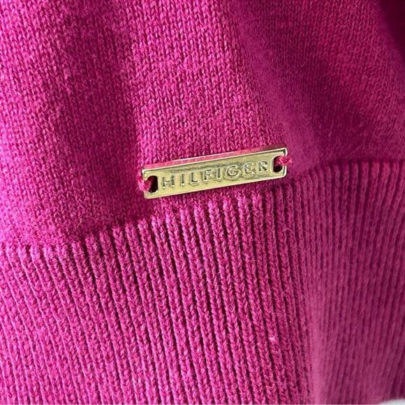 Tommy Hilfiger Magenta Turtleneck Sweater Button Cuff Size L Retro - Picture 11 of 14